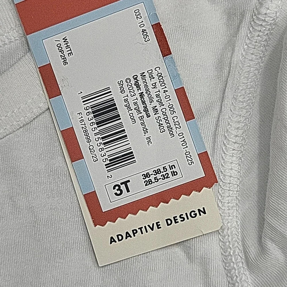 Toddler Adaptive Long Sleeve Tee Shirt Top- Cat & Jack White Size 3T